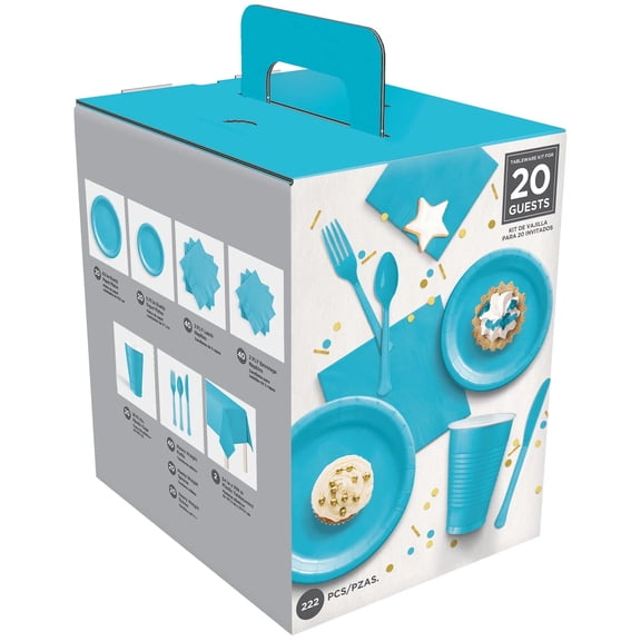 Caribbean Blue Party Tableware Kit for 20 Guests