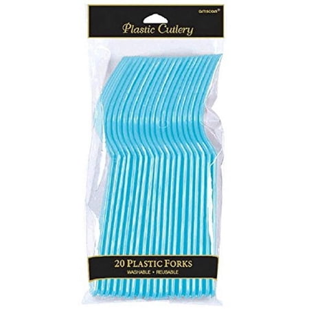 Caribbean Blue Plastic Forks, 20 Ct.