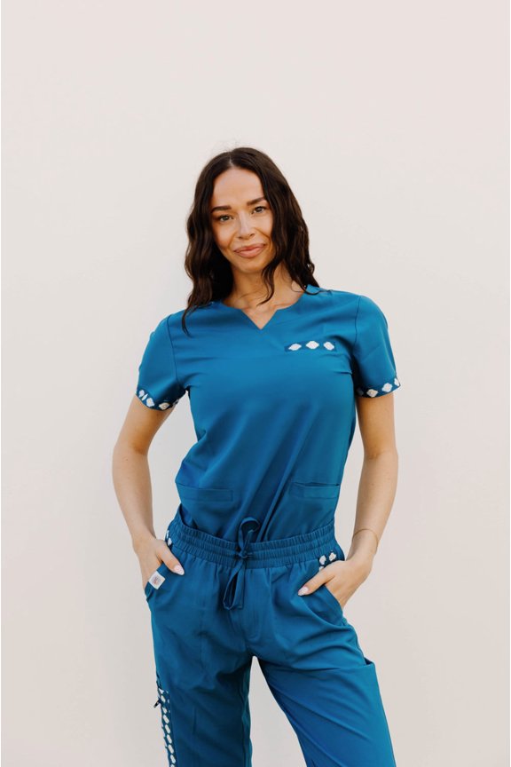 Caribbean Blue Simple Aztec Top