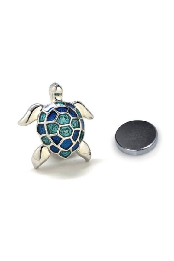 Caribbean Blue Turtle Lapel Pin Magnet Backing Summer Jewelry Enamel Pin Tropical Beach Day Wedding Pin Groomsmen Gift Jacket Pin Backpack