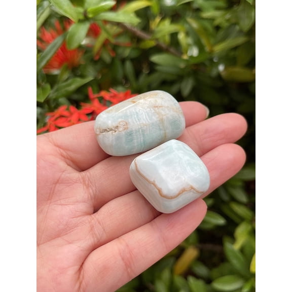 Caribbean Calcite Tumbled Stones, Polished Natural Caribbean Calcite Gemstone, Caribbean Calcite Healing Crystals (Caribbean Calcite, 0.25 Pound)
