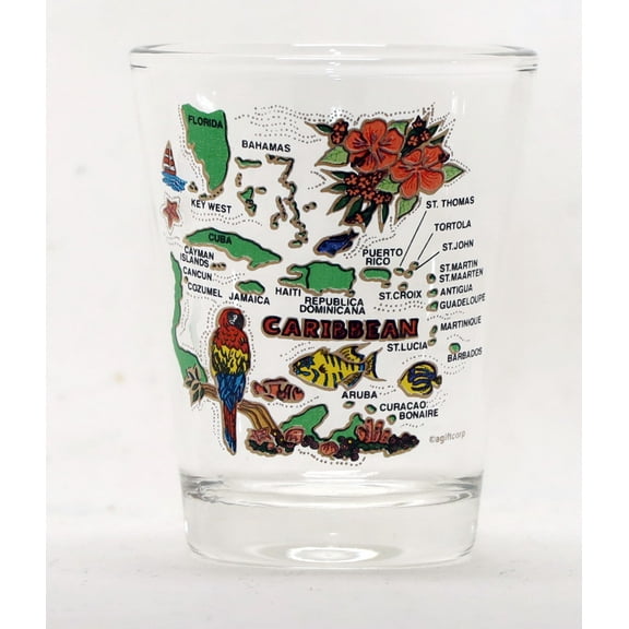 Caribbean Clear Map Shot Glass