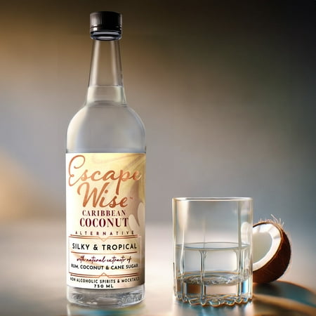 Escape Wise Mocktails Caribbean Coconut Non-Alcoholic Rum Liqueur 750 mL