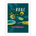 thumbnail image 1 of Caribbean - Fly There by BOAC - Vintage Airline Travel Poster by Dick Negus & Philip Sharland c.1954 - Fine Art Matte Paper Print (Unframed) 18x24in, 1 of 4