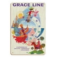 thumbnail image 1 of Caribbean - Grace Line - South America Cruises - Vintage Ocean Liner Travel Poster by David Klein c.1962 - 8 x 12 inch Vintage Wood Art Sign, 1 of 4