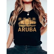 Caribbean Island of Aruba T-Shirt Graphic Tee summer Tops For Women Round Neck Fashion Cotton shirts