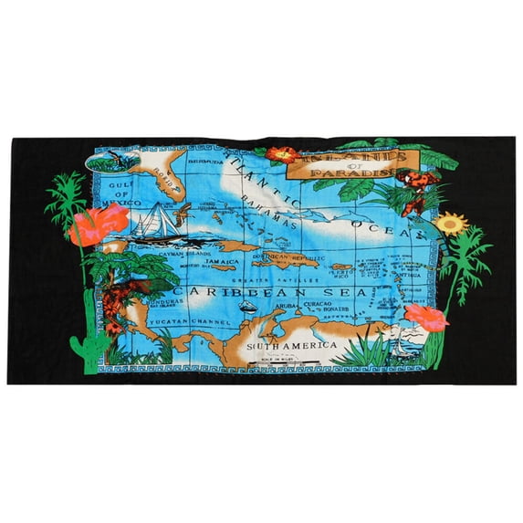 Caribbean Islands Ocean Sea Map 30 x 60 Beach Towel (Cotton Twill)