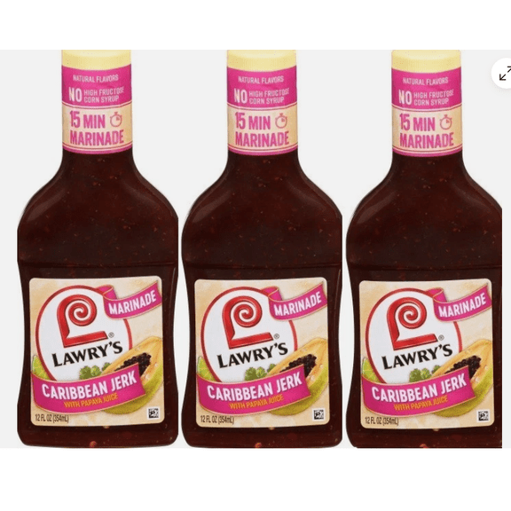 Caribbean Jerk with Papaya Marinade, 3 Bottles, 12 oz Each