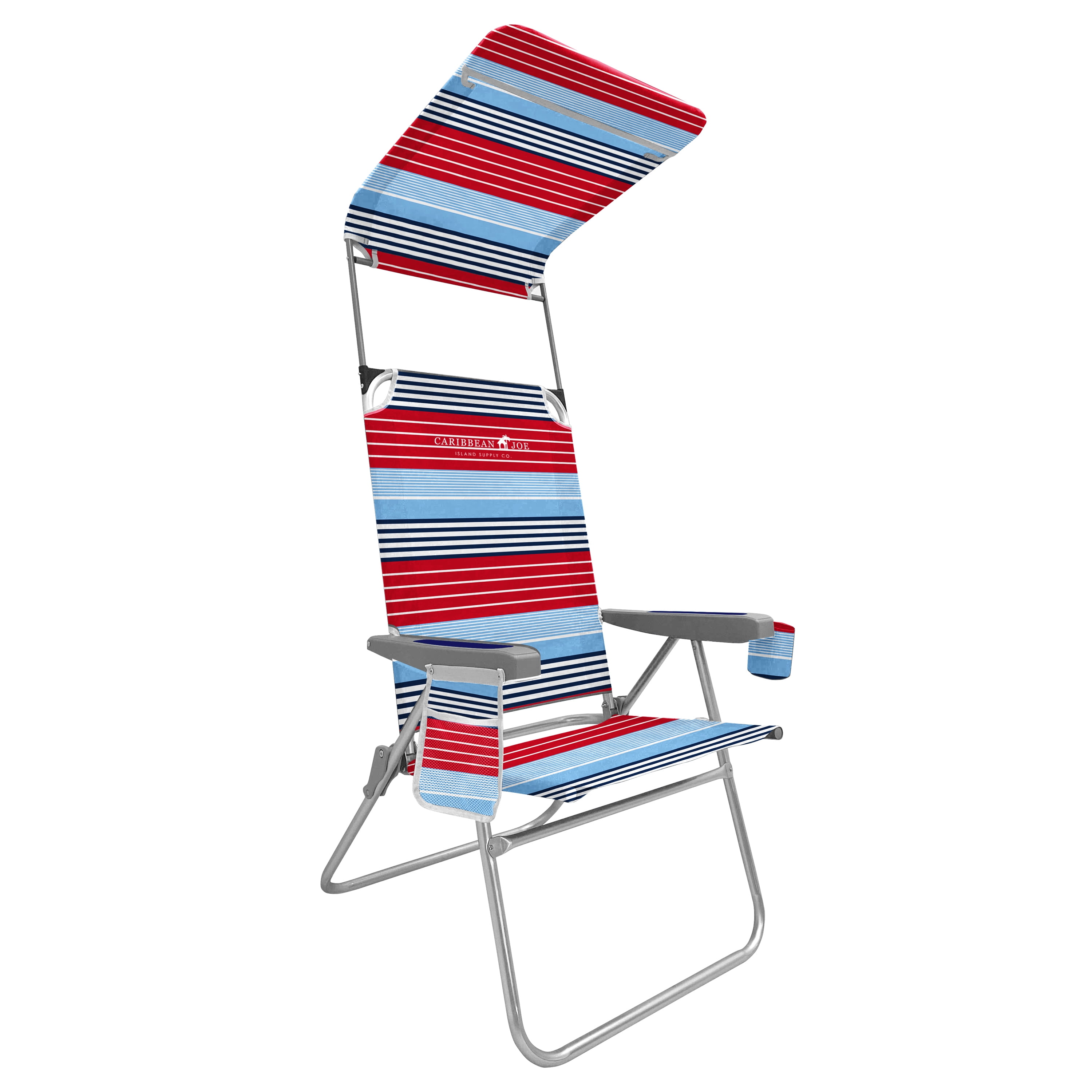 Americana Stripe High Back Camping Chair with Canopy