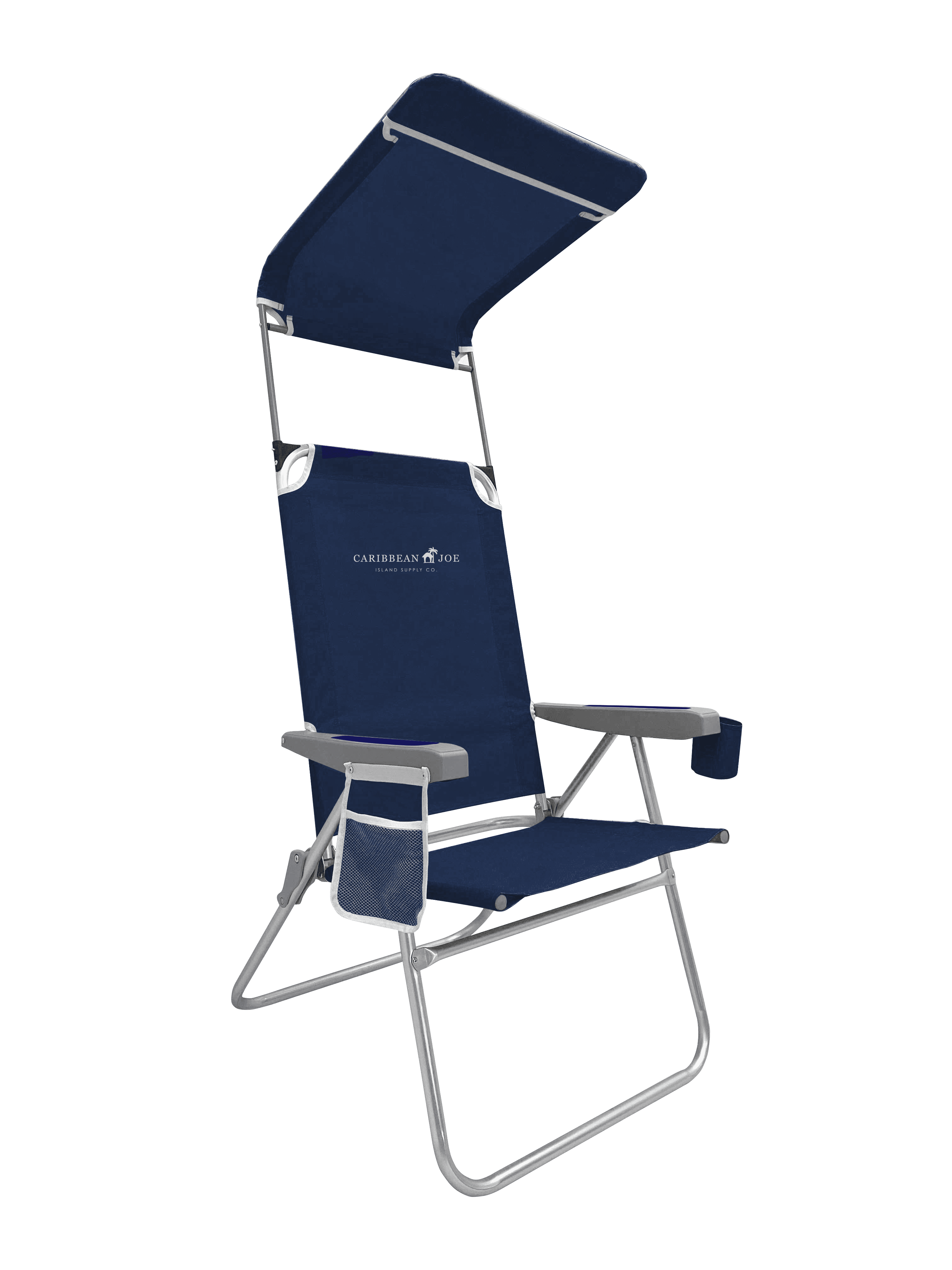 Caribbean Joe 4Position Canopy Beach Chair with Mesh Side Pocket and
