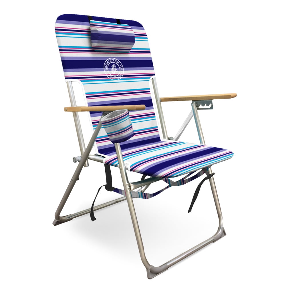 Caribbean Joe 5 Position Folding Beach Chair, 300lbs Capacity