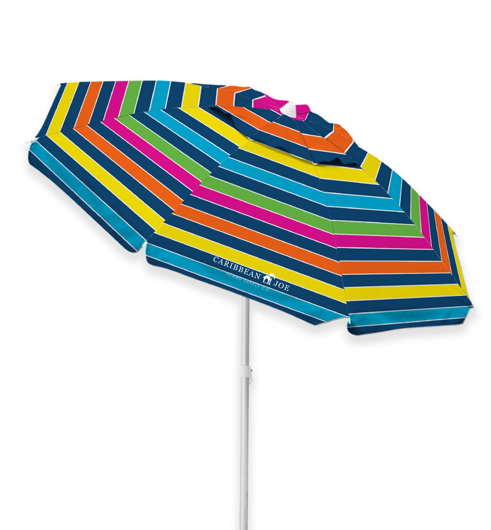 Rainbow Stripe 8 ft. Steel and Fiberglass Beach Umbrella