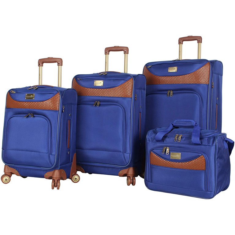 Caribbean Joe Castaway Designer Luggage - 4 Piece Softside Expandable  Lightweight Spinner Suitcases- Travel Set includes Tote Bag, 20-Inch Carry  on, 24 Inch and 28-Inch Suitcases (Royal Blue) 