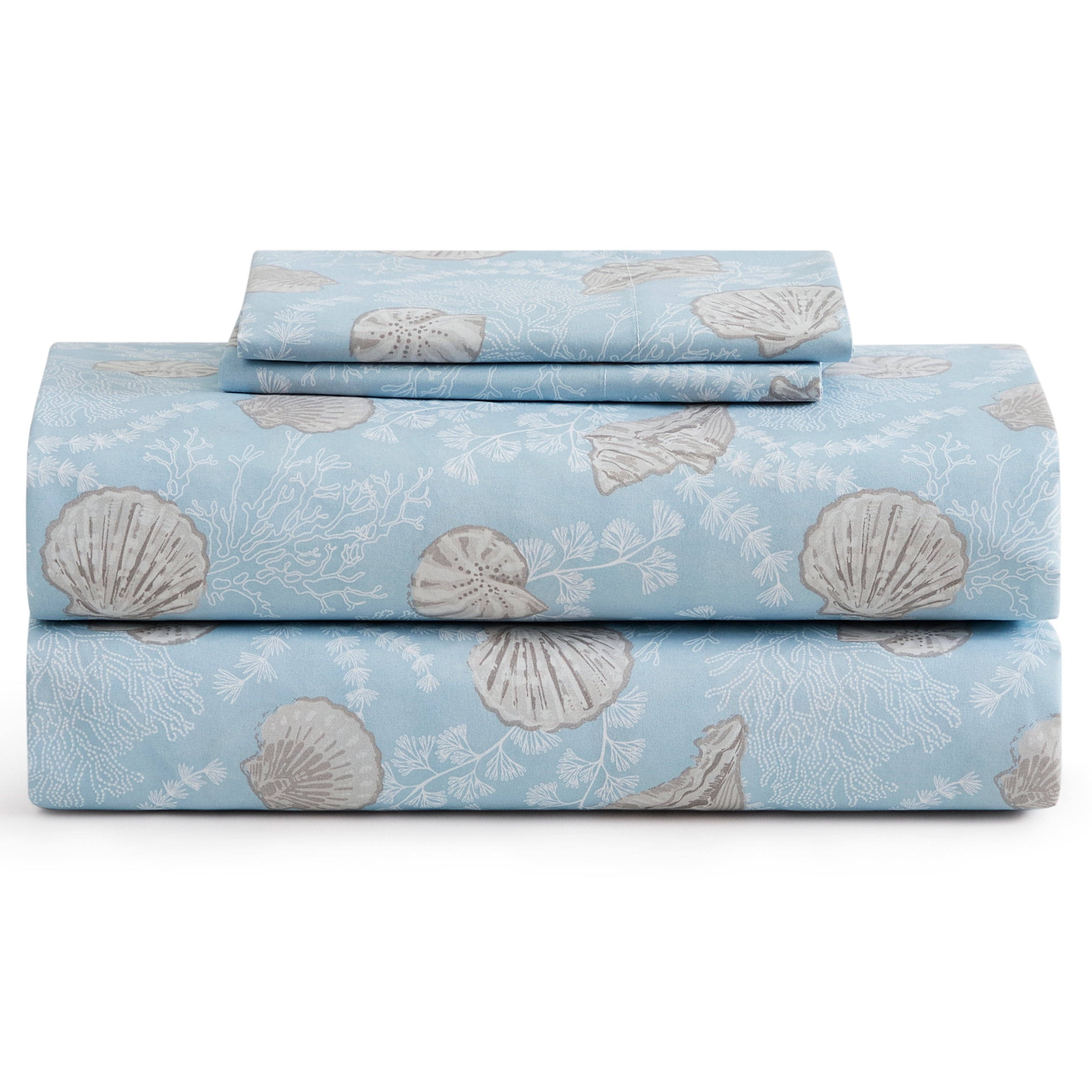 Caribbean Joe, Coastal 4PC Sheet Set, Full, Lacy Shells