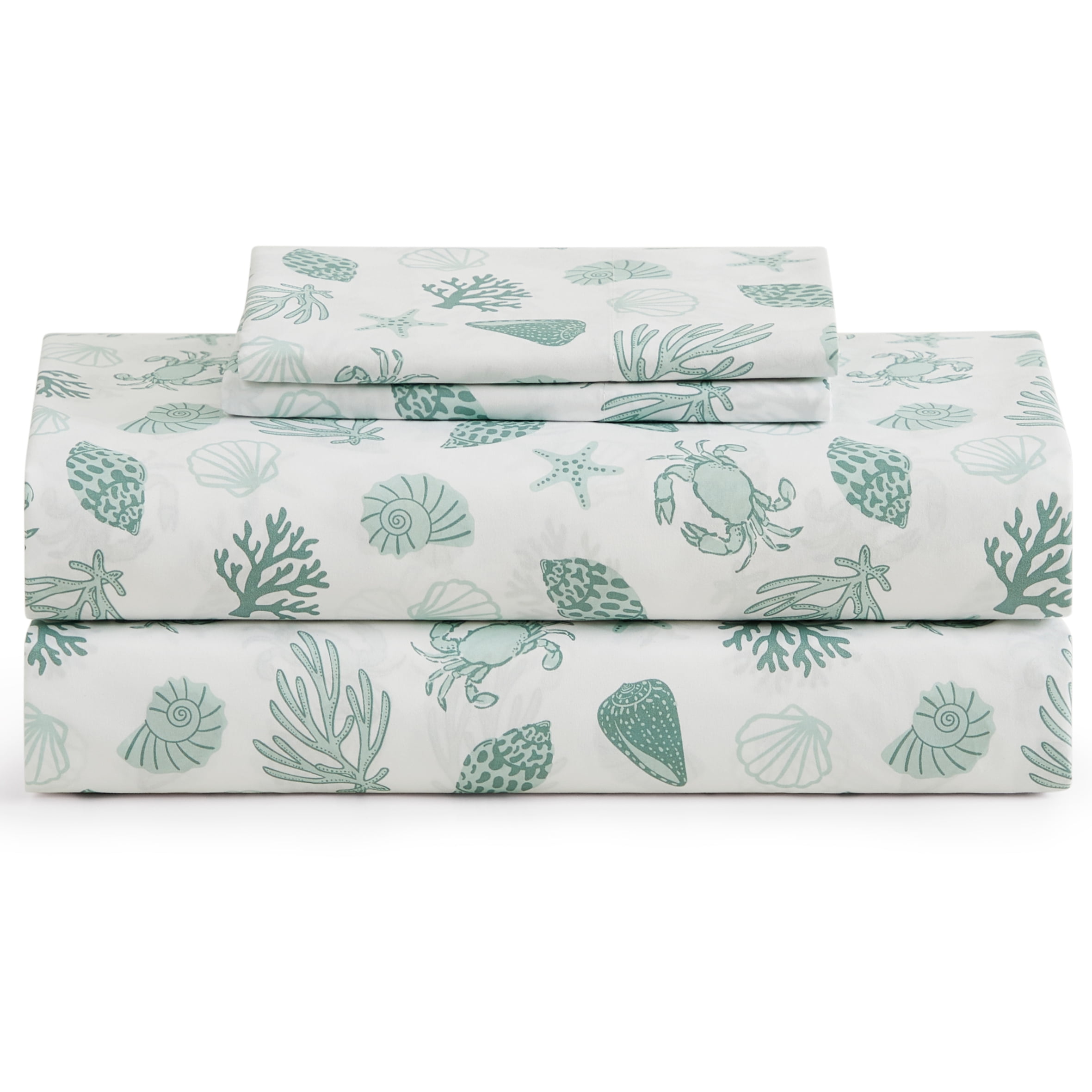 Caribbean Joe, Coastal 4PC Sheet Set, Queen, Beachy Cove