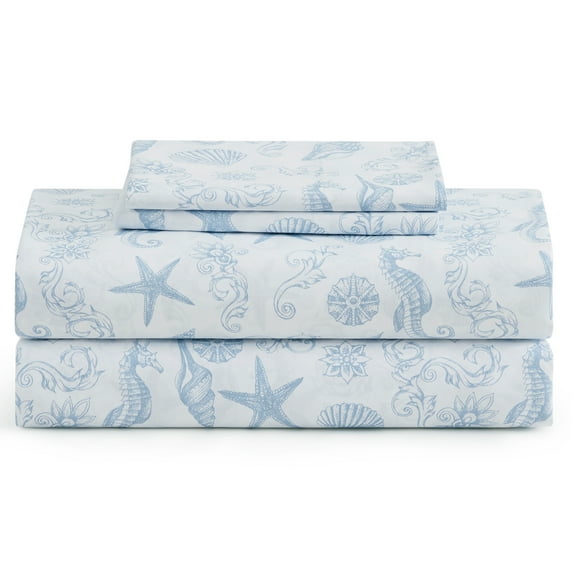 Caribbean Joe, Coastal 4PC Sheet Set, Queen, Brocade