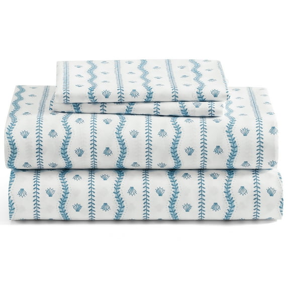 Caribbean Joe, Cooling 6PC Sheet Set, Full, Wavy Coastal Shells
