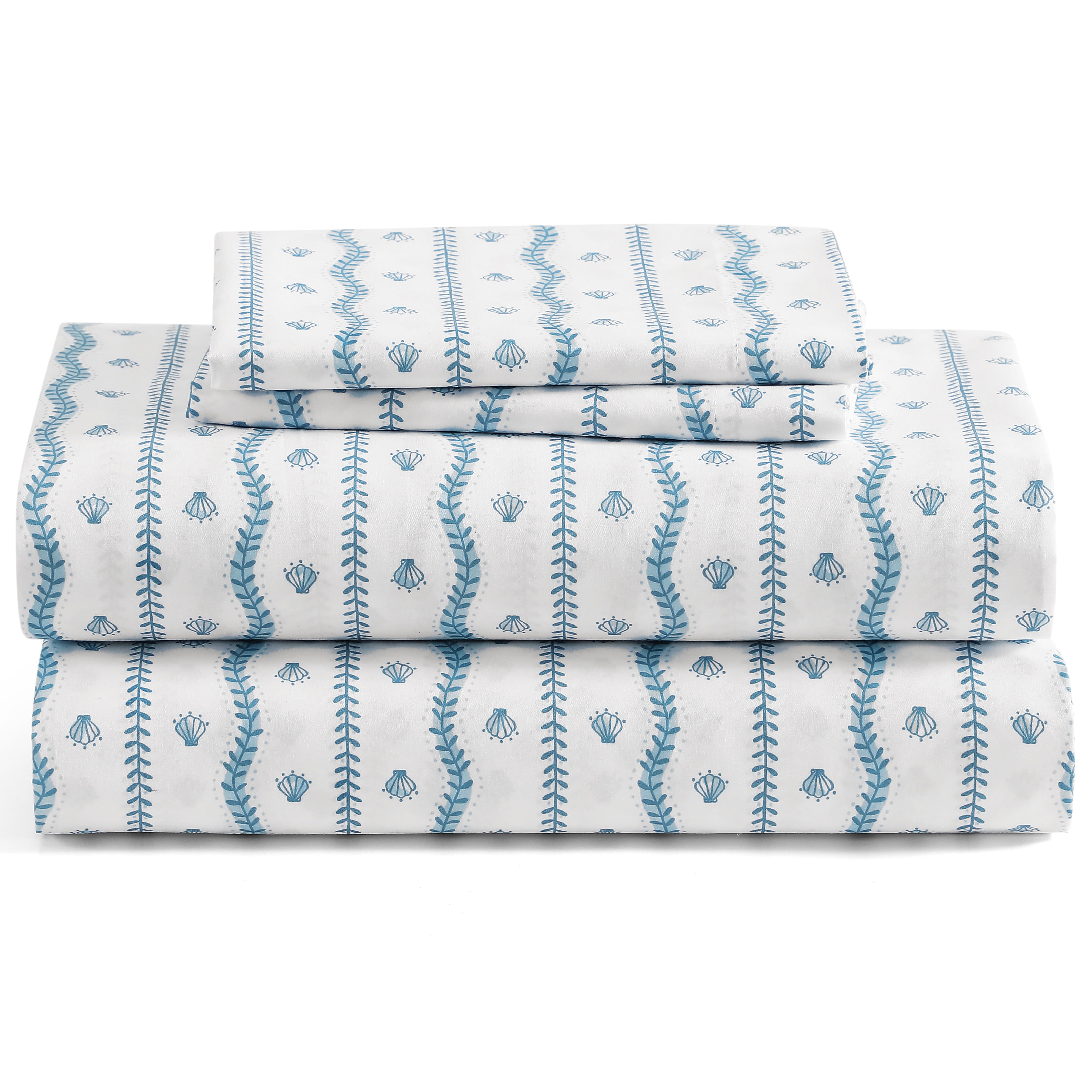 Joseph Raval Shell Caribbean Joe, Cooling 6PC Sheet Set, King, Wavy Coastal Shells ...
