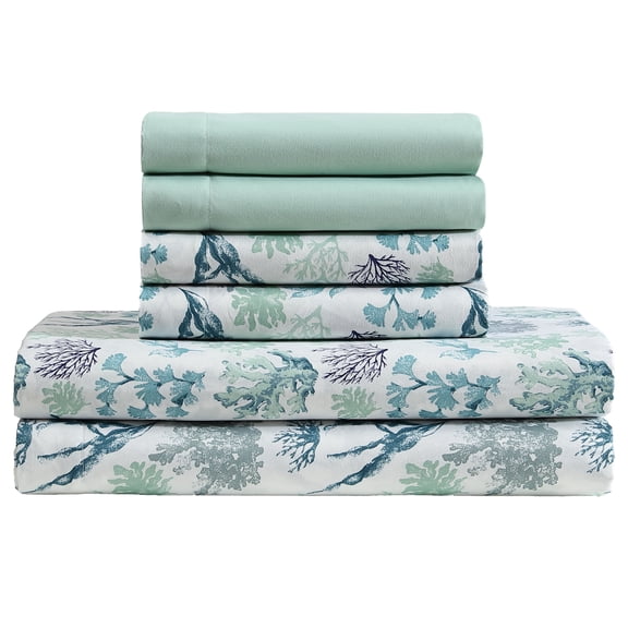 Caribbean Joe, Cooling 6PC Sheet Set, Queen, Ariel Coral
