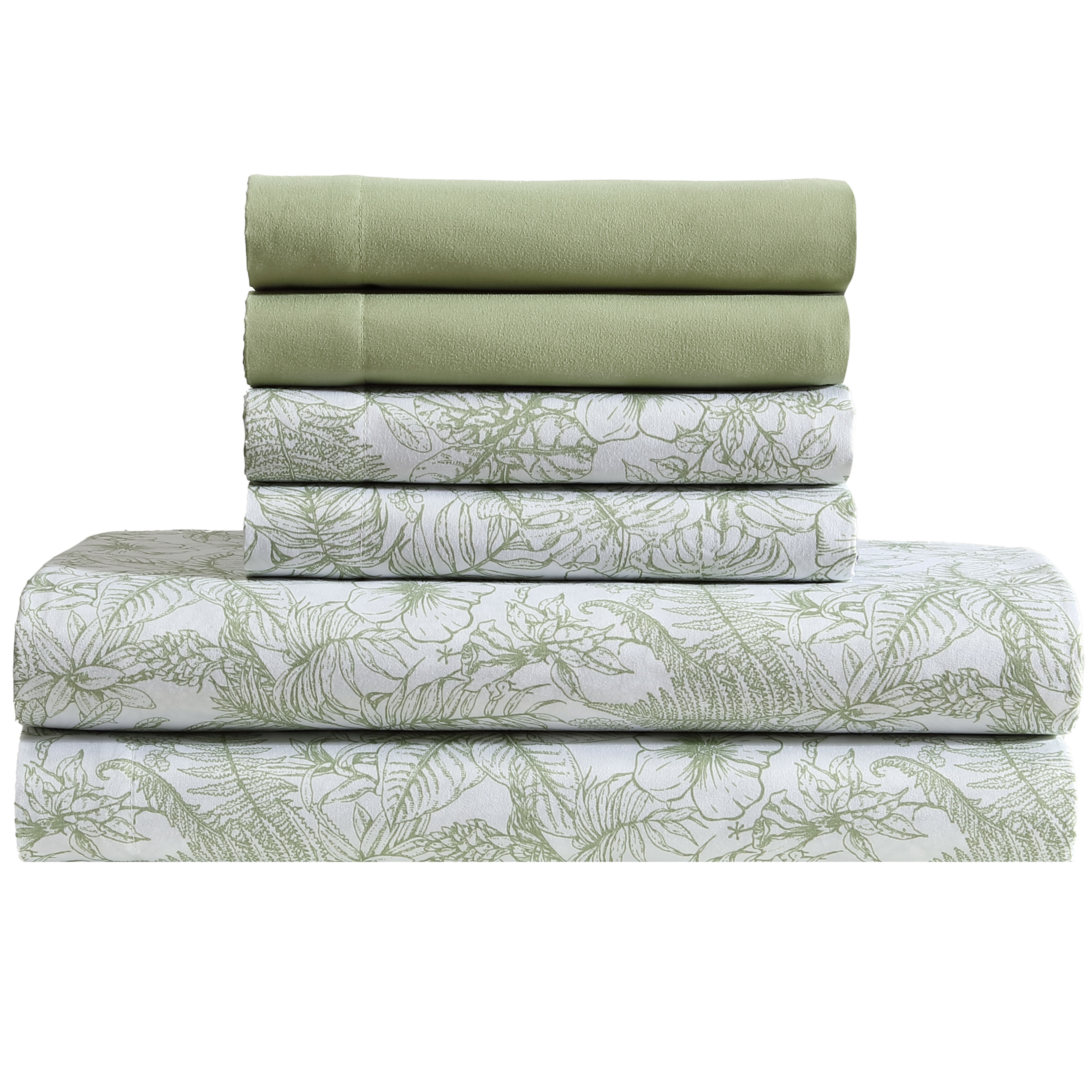 Caribbean Joe, Cooling 6PC Sheet Set, Queen, Tropical Toile Green