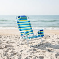 Caribbean Joe Folding Beach Chair, 5 Position Lightweight, Portable Reclining Outdoor Camping Chair with Headrest, Shoulder Strap, and Cup Holder, Bold Stripe
