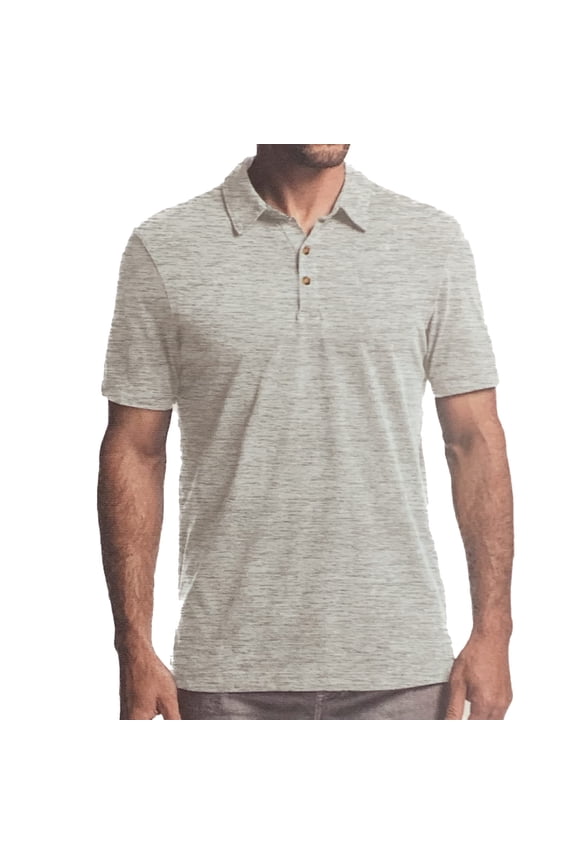 Island Supply Co. Men's UPF Comfort Stretch Short Sleeve Polo Shirt (Medium, Light Grey)