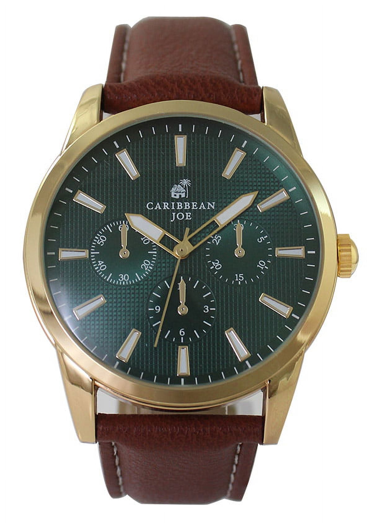 Caribbean Joe Men s 40mm Gold Tone Etched Green Dial Faix