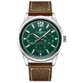 thumbnail image 1 of Carribean Joe Men's Analog Watch, 42.5mm Silver-Tone Round Case, Dark Green Dial with Faux Subdials, Brown Vegan Leather Strap, Quartz Battery Movement, 1 of 6