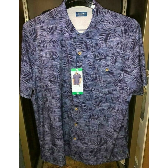 Caribbean Joe Men's Comfort Stretch Breathable UPF Performance Shirt #164 (Navy, Large)