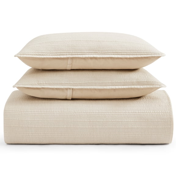 Caribbean Joe, Stonewash 3PC Quilt Set, Full/Queen, Taupe