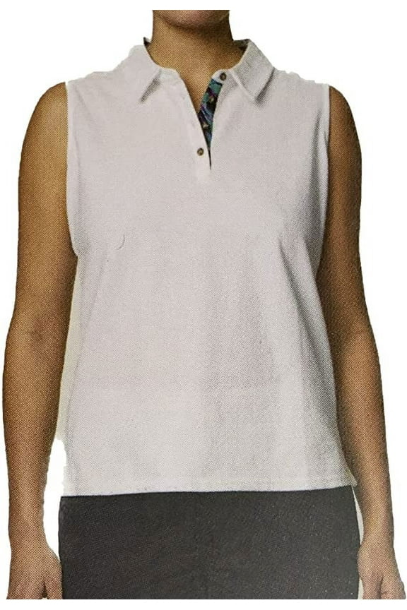 Women's Tank Top Polo Shirt (XX-Large, White)