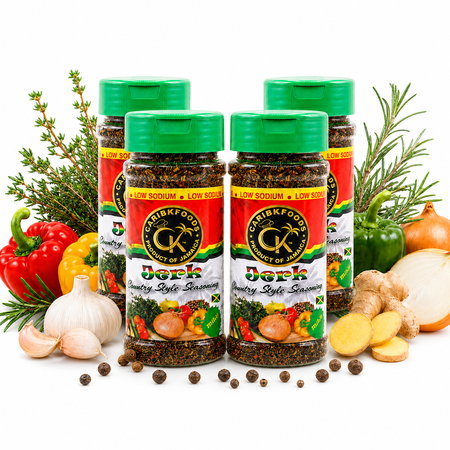 Caribbean Kitchen Jerk Bundle - CK Mild Jerk Seasonings with Essential Meat and Chicken Seasonings Bundle - 4 Jars (5 Oz each)