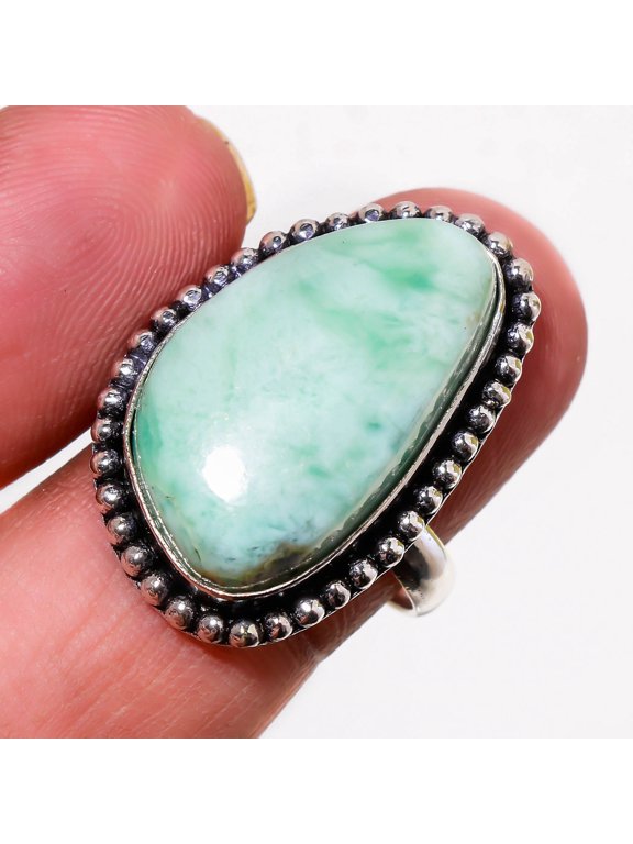 Caribbean Larimar Gemstone Handmade Fashion Ethnic Jewelry Ring 6.75" SR 403