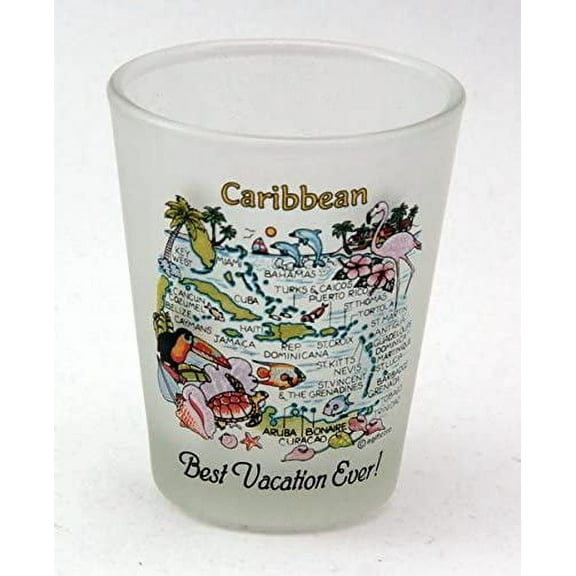 Caribbean Map Best Vacation Ever Frosted Shot Glass