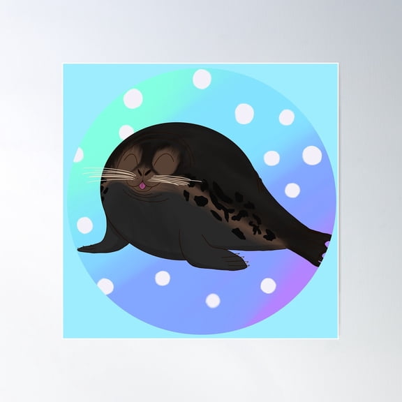 Caribbean Monk Seal Squish Blep Poster Wall Art, Modern Wall Decor For Living Room Bedroom, 24x24 UNFRAMED
