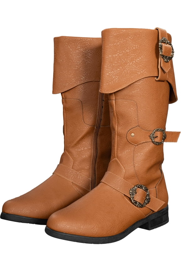 Caribbean Movies Pirate Boots Adventure Footwear Halloween Costume Cosplay Accessory Tan