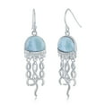thumbnail image 1 of Caribbean Natural Larimar Gemstone Nautical Jellyfish Sterling Silver Dangling Earrings Jewelry for Women or Teens, 1 of 6