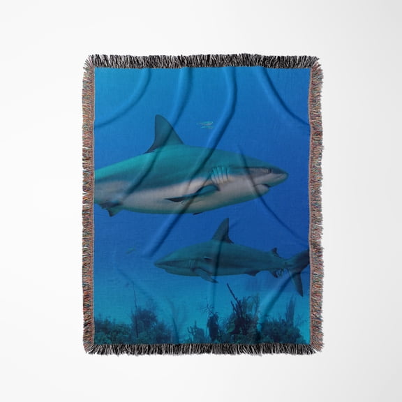 Caribbean Reef Shark., Woven Blanket