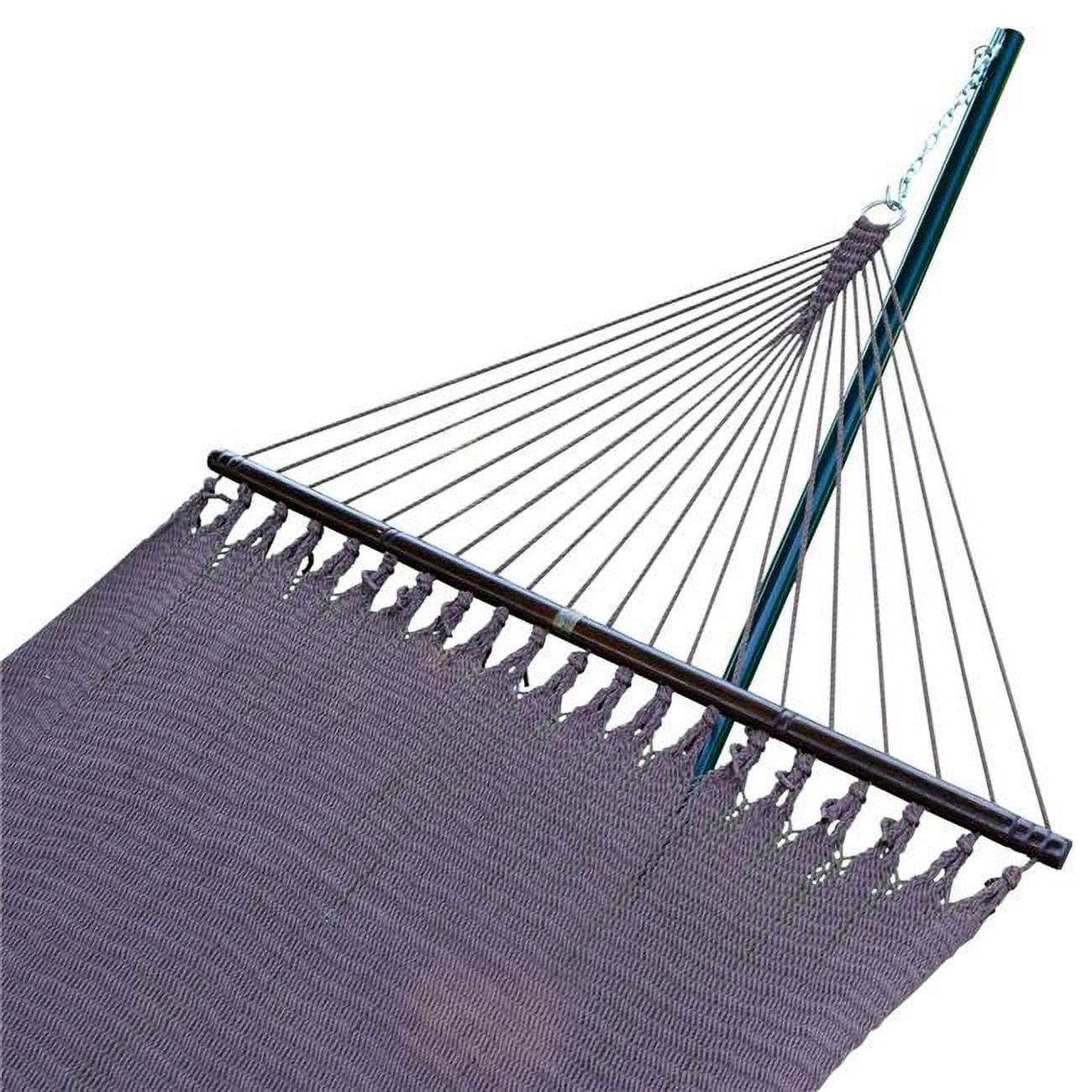 Caribbean Rope Spreader Bar Hammock with Steel Stand, Brown & Green