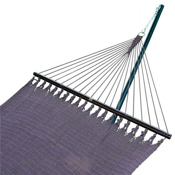 Caribbean Rope Spreader Bar Hammock with Steel Stand, Brown & Green