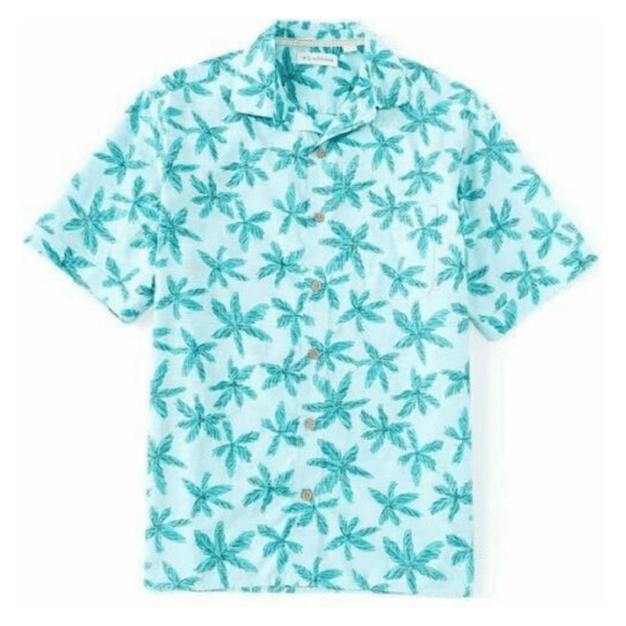 Caribbean Roundtree and Yorke Men's Short Sleeve Button Up Cotton Shirt, Cobalt,XL