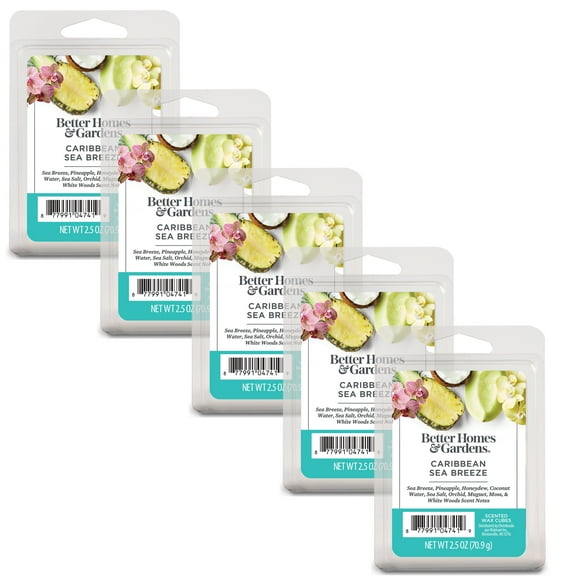 Caribbean Sea Breeze Scented Wax Melts, Better Homes & Gardens, 2.5 oz (5-Pack)
