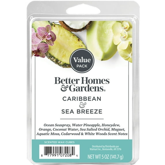 Caribbean Sea Breeze Scented Wax Melts, Better Homes & Gardens, 5 oz (Value Size)