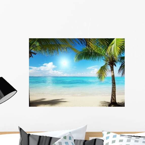 Caribbean Sea and Coconut Wall Mural by Wallmonkeys Peel and Stick Graphic (24 in W x 17 in H) WM347175