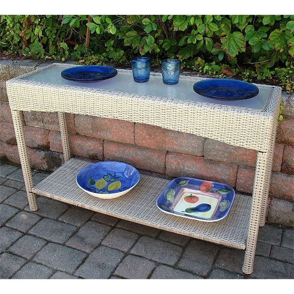 Caribbean Serving Console Table with Frosted Glass
