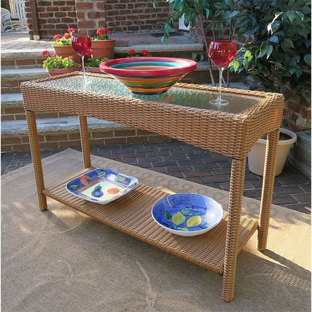 Caribbean Serving ConsoleTable with Clear Obscure Glass Top