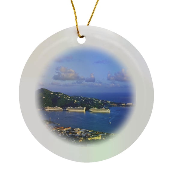 3drose, Caribbean, St. Thomas, Usvi, Charlotte Amalie-ca34 Mde0003 - Michael Defreitas, Circle Porcelain Ornament