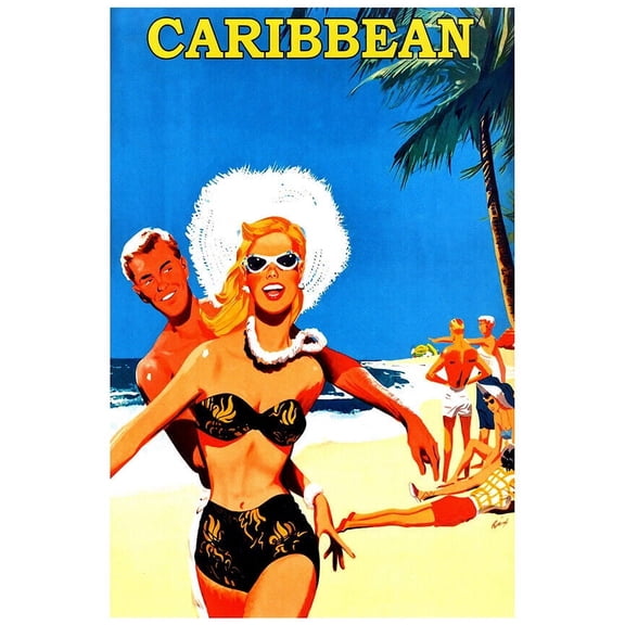 Caribbean - Vintage Travel Poster - Retro Posters (8x12Inches(US/CANonly))