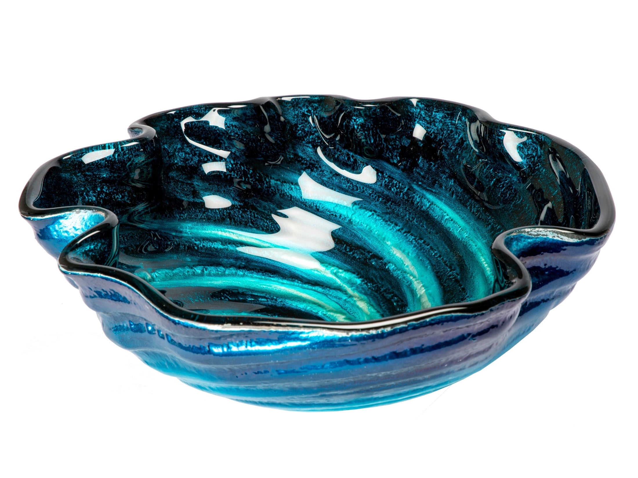 Caribbean Wave Blue Tempered Glass Vessel Sink