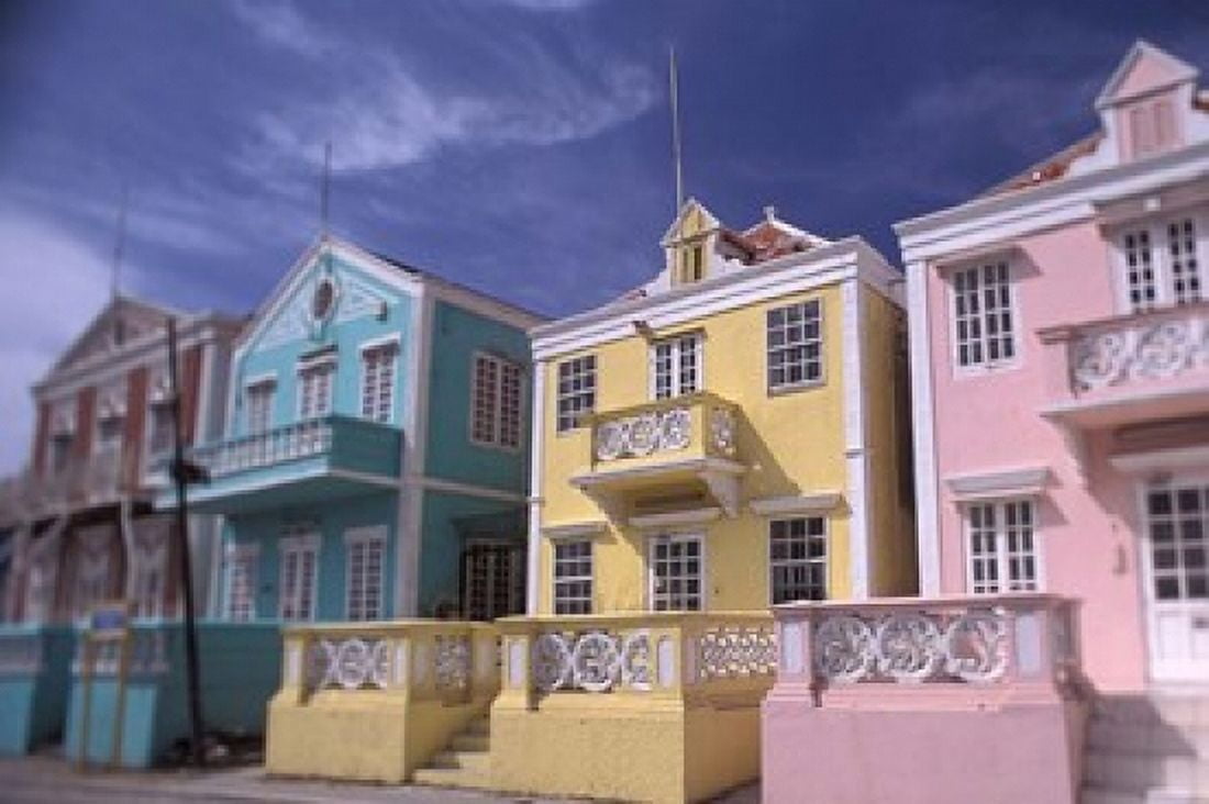 Caribbean architecture Willemstad Curacao Canvas Art - Michele Westmorland DanitaDelimont (27 x 18)